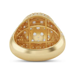 4.21 CTTW Domed Pave Cluster Cocktail Ring, Bombe Style in 10K Yellow Gold thumbnail 3