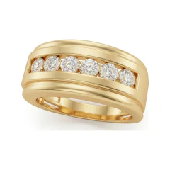 0.96 CTTW Mens Wide Channel-Set Band Ring in 10K Yellow Gold thumbnail 1