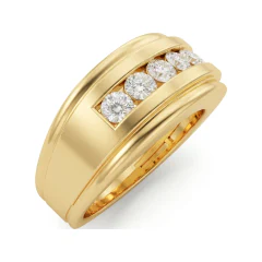 0.96 CTTW Mens Wide Channel-Set Band Ring in 10K Yellow Gold thumbnail 2