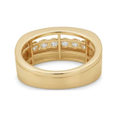 0.96 CTTW Mens Wide Channel-Set Band Ring in 10K Yellow Gold thumbnail 3