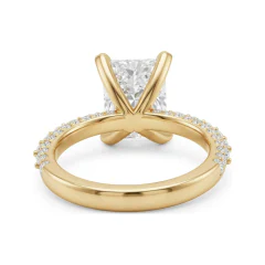 4.95 CTTW Emerald-Cut Solitaire with Pave Accents | Diamond Engagement in 10K Yellow Gold thumbnail 3