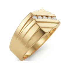0.29 CTTW Mens Five-Stone Channel-Set Diamond Band in 10K Yellow Gold thumbnail 2
