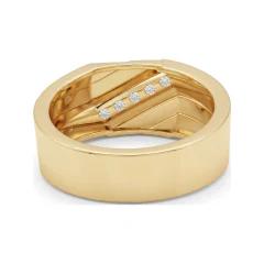 0.29 CTTW Mens Five-Stone Channel-Set Diamond Band in 10K Yellow Gold thumbnail 3