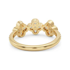 0.74 CTTW Flower Cluster Station Wedding Band in 10K Yellow Gold thumbnail 3
