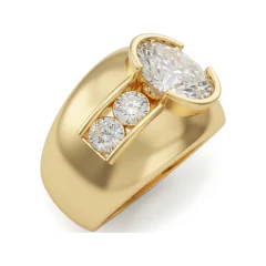 7.75 CTTW Oval Colored Stone Wide Band Ring, Bezel Set in 10K Yellow Gold thumbnail 2