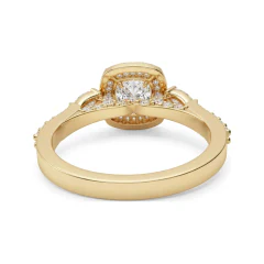 1.34 CTTW Multi-Shape Halo Engagement Ring with Pear and Cushion in 10K Yellow Gold thumbnail 3