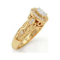 0.31 CTTW Multi-Row Pave Bypass Ring with Oval & Round Diamonds in 10K Yellow Gold thumbnail 2