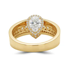 1.31 CTTW Domed Flower Cluster Statement Ring with Pear and Round Stones in 10K Yellow Gold thumbnail 3