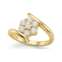0.38 CTTW Flower Cluster Bypass Engagement Ring in 10K Yellow Gold thumbnail 1