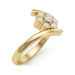 0.38 CTTW Flower Cluster Bypass Engagement Ring in 10K Yellow Gold thumbnail 2
