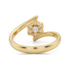 0.38 CTTW Flower Cluster Bypass Engagement Ring in 10K Yellow Gold thumbnail 3