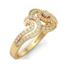 0.34 CTTW Spiral Halo Cluster Engagement Ring with Pave Shoulders in 10K Yellow Gold thumbnail 2