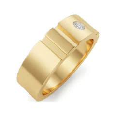 0.12 CTTW Mens Flush-Set Solitaire Wedding Band in 10K Yellow Gold thumbnail 2