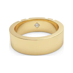 0.12 CTTW Mens Flush-Set Solitaire Wedding Band in 10K Yellow Gold thumbnail 3