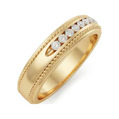 0.24 CTTW Milgrain Channel-Set Wedding Band | Vintage Detail in 10K Yellow Gold thumbnail 2