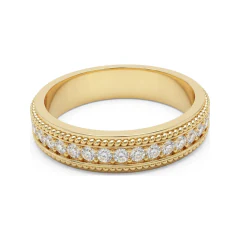 0.24 CTTW Milgrain Channel-Set Wedding Band | Vintage Detail in 10K Yellow Gold thumbnail 3