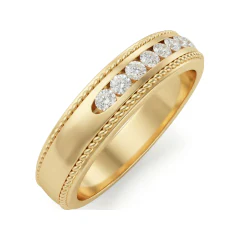 0.35 CTTW Milgrain Channel Half Eternity Band in 10K Yellow Gold thumbnail 2