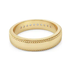 0.35 CTTW Milgrain Channel Half Eternity Band in 10K Yellow Gold thumbnail 3