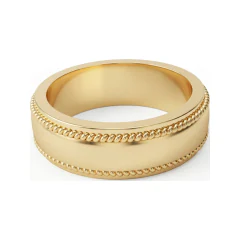 0.71 CTTW Mens Milgrain Channel Half Eternity Band | Wide in 10K Yellow Gold thumbnail 3