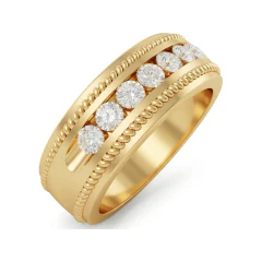 1.01 CTTW Mens Milgrain Channel Eternity Wide Wedding Band in 10K Yellow Gold thumbnail 2