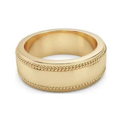 1.01 CTTW Mens Milgrain Channel Eternity Wide Wedding Band in 10K Yellow Gold thumbnail 3