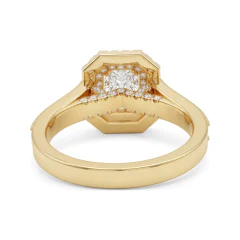 1.85 CTTW Emerald-Cut Double Halo Engagement Ring | Milgrain Pave in 10K Yellow Gold thumbnail 3