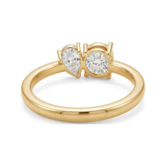 1.2 CTTW Toi et Moi Round & Pear Two-Stone Engagement Ring in 10K Yellow Gold thumbnail 3