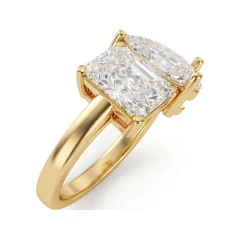 8.34 CTTW Emerald and Pear Two-Stone Bypass Engagement Ring in 10K Yellow Gold thumbnail 2