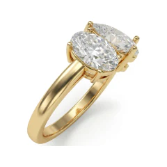 1.99 CTTW Toi et Moi Oval & Pear Bypass Engagement Ring in 10K Yellow Gold thumbnail 2