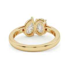 1.99 CTTW Toi et Moi Oval & Pear Bypass Engagement Ring in 10K Yellow Gold thumbnail 3