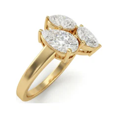 2.99 CTTW Three-Stone Engagement Ring with Pear, Heart & Oval Cluster in 10K Yellow Gold thumbnail 2