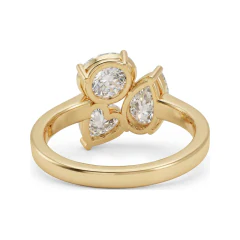 2.99 CTTW Three-Stone Engagement Ring with Pear, Heart & Oval Cluster in 10K Yellow Gold thumbnail 3