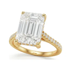 4.99 CTTW Emerald-Cut Solitaire Ring | Classic Prong-Set Diamond in 10K Yellow Gold thumbnail 1