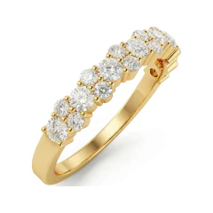 0.67 CTTW Multi-Row Shared-Prong Half Eternity Wedding Band in 14K Yellow Gold thumbnail 2