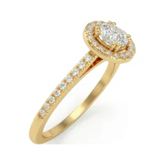 0.5 CTTW Cathedral Halo Bridal Set with Round Pave Diamonds in 10K Yellow Gold thumbnail 2