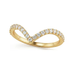 0.24 CTTW Chevron Bridal Set | Oval Ring with V-Shape Eternity Band in 10K Yellow Gold thumbnail 1