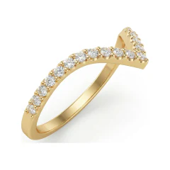 0.24 CTTW Chevron Bridal Set | Oval Ring with V-Shape Eternity Band in 10K Yellow Gold thumbnail 2