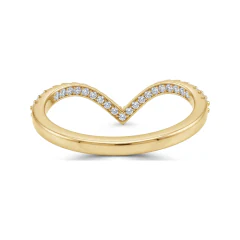 0.24 CTTW Chevron Bridal Set | Oval Ring with V-Shape Eternity Band in 10K Yellow Gold thumbnail 3