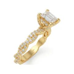 1.65 CTTW Princess Cut Solitaire Ring with Twisted Rope Band in 10K Yellow Gold thumbnail 2