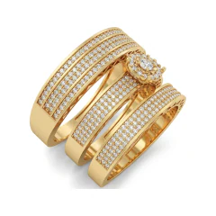0.75 CTTW Multi-Row Micro-Pave Halo Wide Band Ring in 10K Yellow Gold thumbnail 2