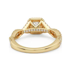 1.05 CTTW Princess Double Halo Engagement Ring with Twisted Rope Band in 10K Yellow Gold thumbnail 3