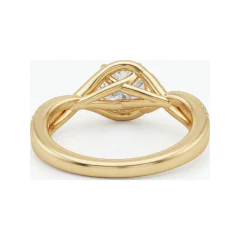 1.48 CTTW Twisted Infinity Shank Halo Ring with Micro-Pave Diamonds in 10K Yellow Gold thumbnail 3