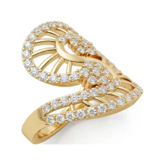 1.15 CTTW Spiral Swirl Cluster Ring with Pave Round Diamonds in 10K Yellow Gold thumbnail 2