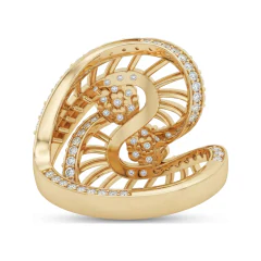 1.15 CTTW Spiral Swirl Cluster Ring with Pave Round Diamonds in 10K Yellow Gold thumbnail 3