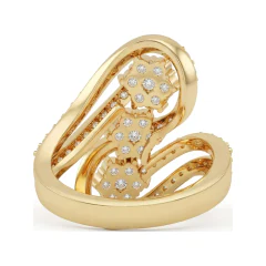 1.33 CTTW Paisley Swirl Bypass Cluster Ring with Pave Diamonds in 10K Yellow Gold thumbnail 3