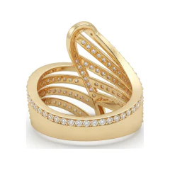 1.13 CTTW Multi-Row Bypass Wide Band with Round Pave Diamonds in 10K Yellow Gold thumbnail 3