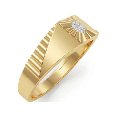 0.24 CTTW Starburst Wide Band with Flush-Set Round Solitaire in 10K Yellow Gold thumbnail 2