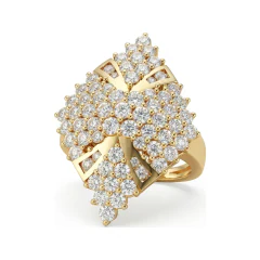 1.86 CTTW Kite Shape Cluster Cocktail Ring - Pave Diamond Statement in 10K Yellow Gold thumbnail 1