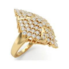 1.86 CTTW Kite Shape Cluster Cocktail Ring - Pave Diamond Statement in 10K Yellow Gold thumbnail 2