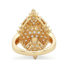 1.86 CTTW Kite Shape Cluster Cocktail Ring - Pave Diamond Statement in 10K Yellow Gold thumbnail 3